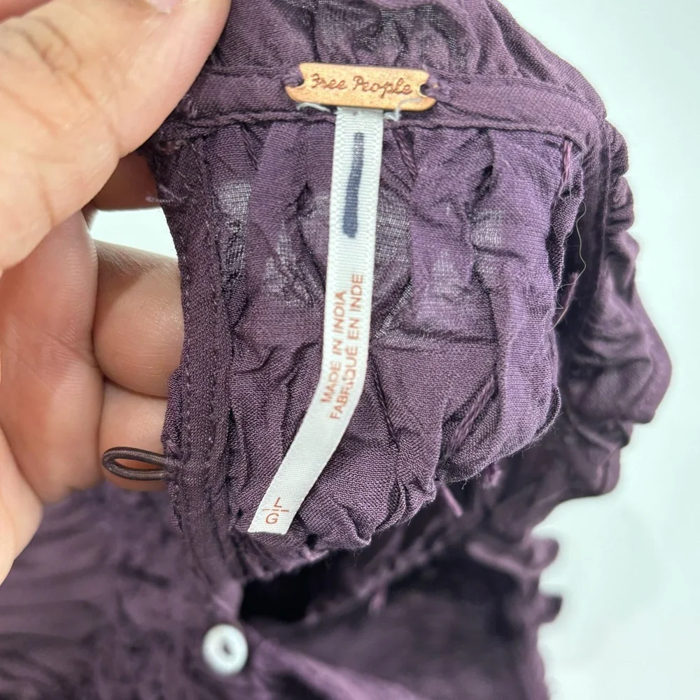 Free People smoked long sleeve mock top purple grape size L